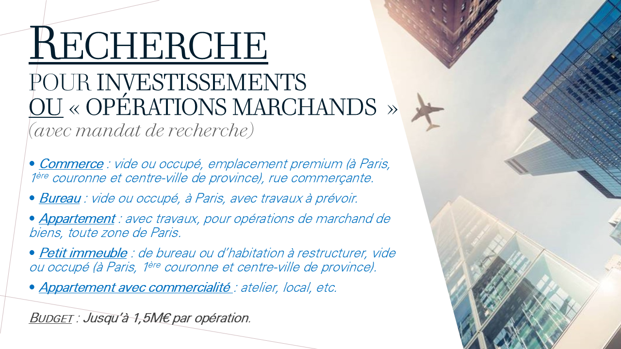 MANDAT DE RECHERCHE (Pour investissements OU opérations marchands)