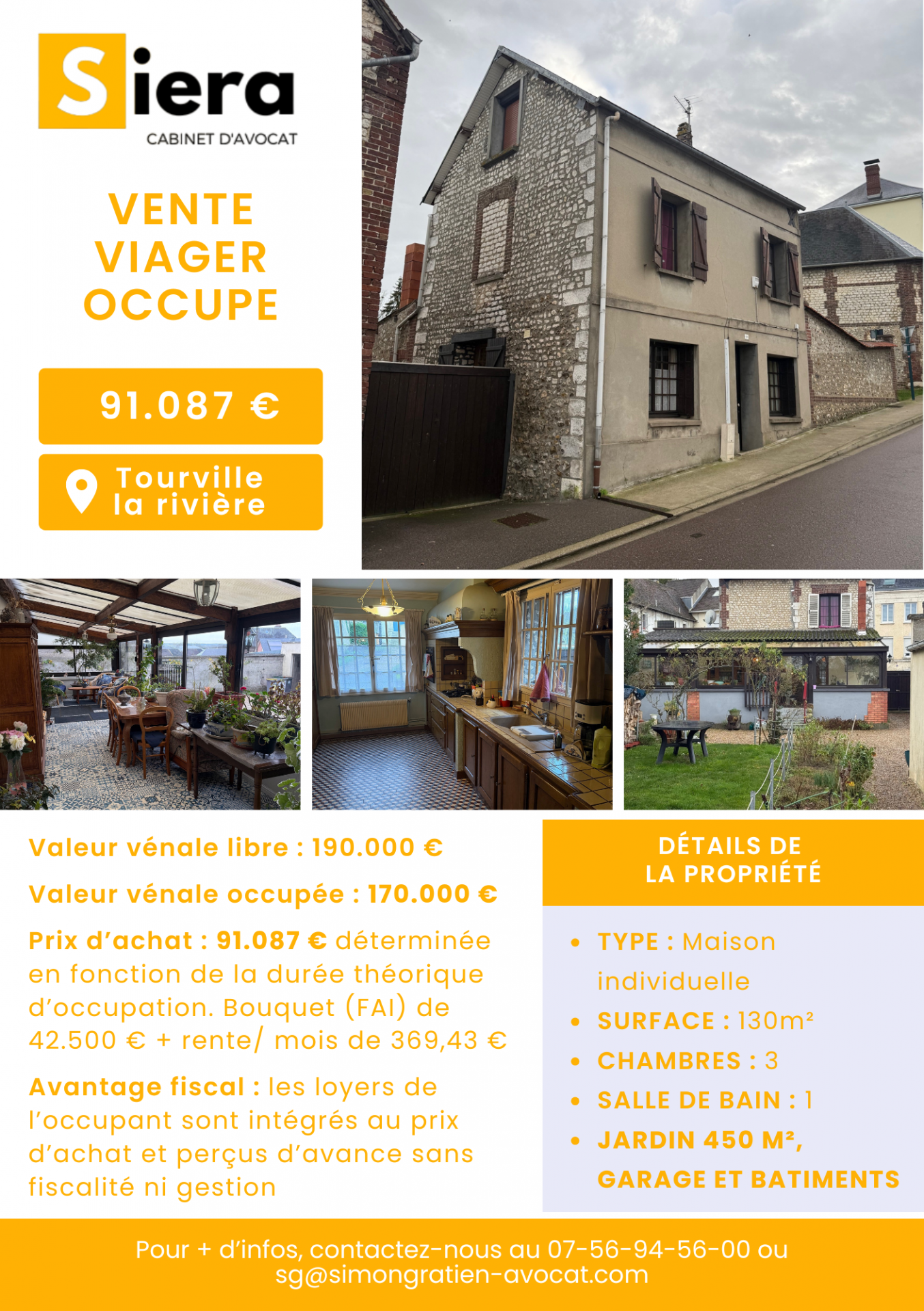 Viager occupé – Femme 80,5 ans – TOURVILLE-LA-RIVIERE (76410) – Centre-ville et à proximité des grands axes.