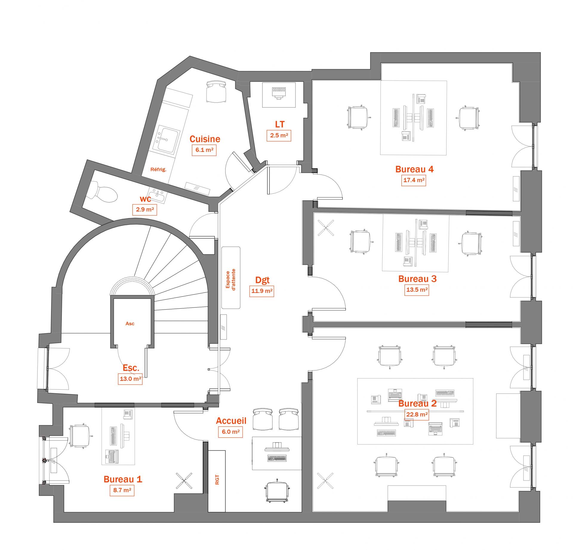 Bureaux 90m2 Paris IXème