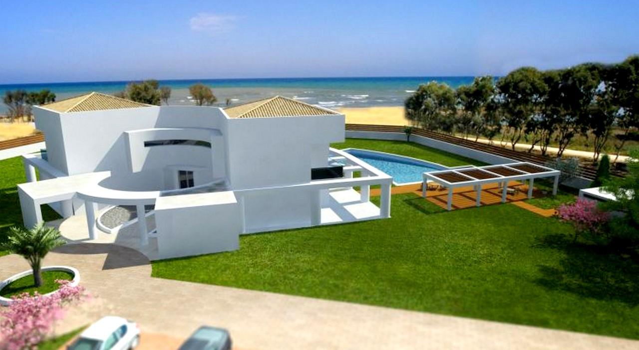GRECE PELOPONNESE - VILLA CONTEMPORAINE INACHEVEE AU BORD DE L'EAU